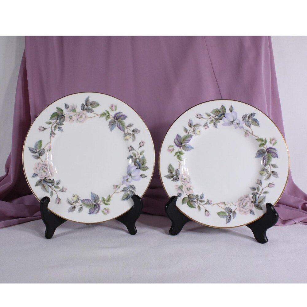 Royal Worcester June Garland 2 salad plates, pretty spring pastel bridal